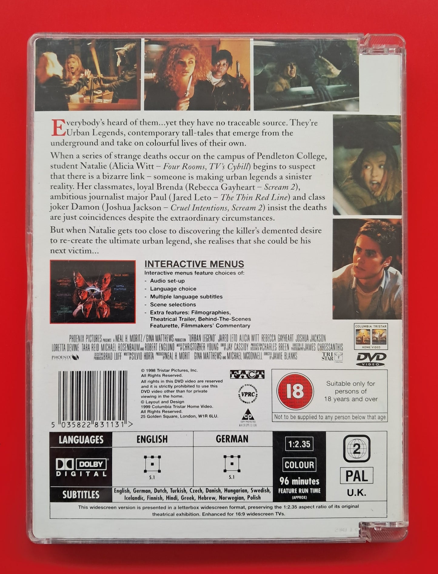 Urban Legend DVD (Jamie Blanks, 1998)