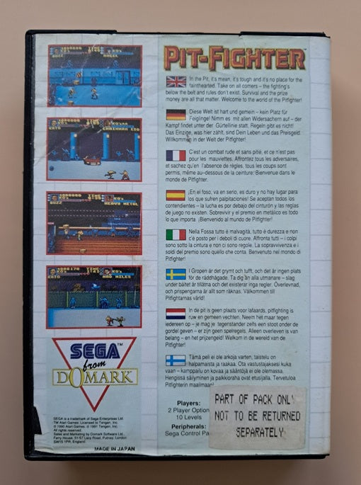Pit Fighter (Sega Master System, PAL, Manual, Original, 1991)