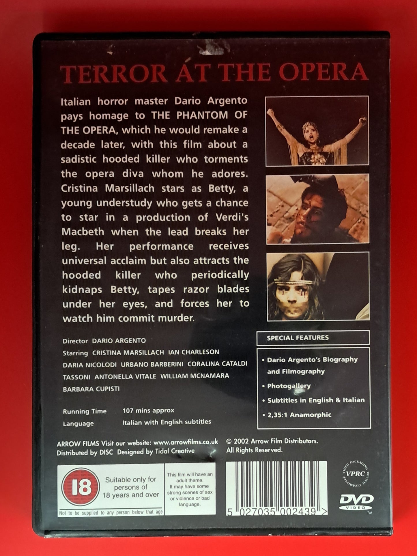 Terror at the Opera DVD (Dario Argento, 1987)