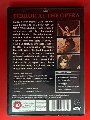 Terror at the Opera DVD (Dario Argento, 1987)
