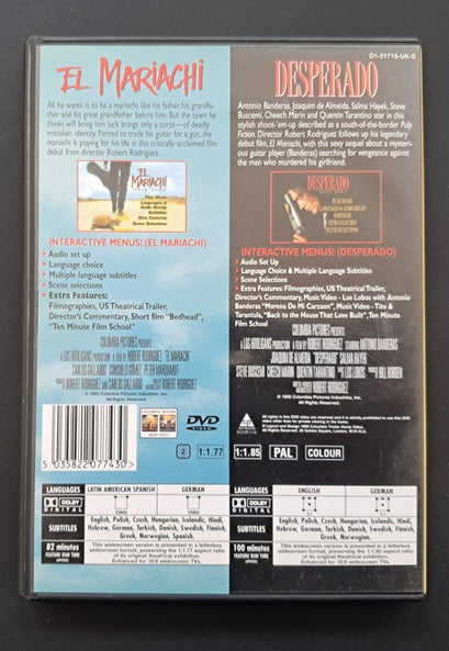 El Mariachi DVD (Robert Rodriguez, 1992) & Desperado DVD (Robert Rodriguez, 1995)