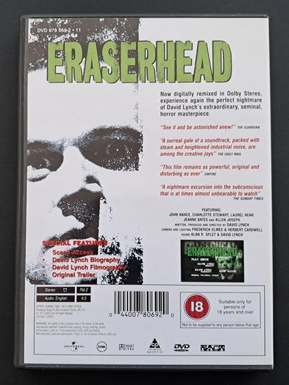 Eraserhead DVD (David Lynch, 1977)