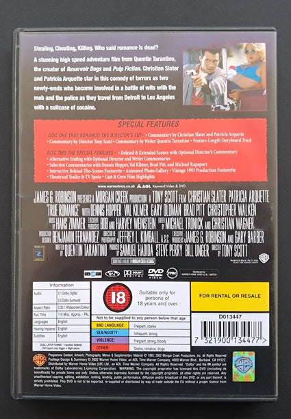 True Romance Double DVD (Tony Scott, 1993)
