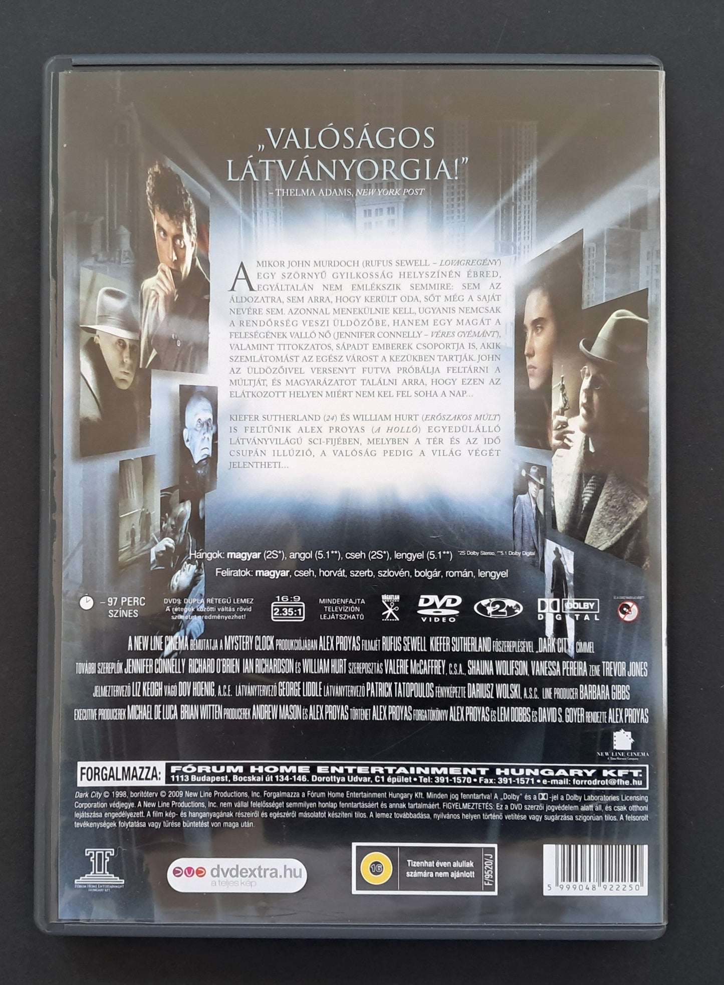Back cover of a DVD with movie scenes and text on a dark background