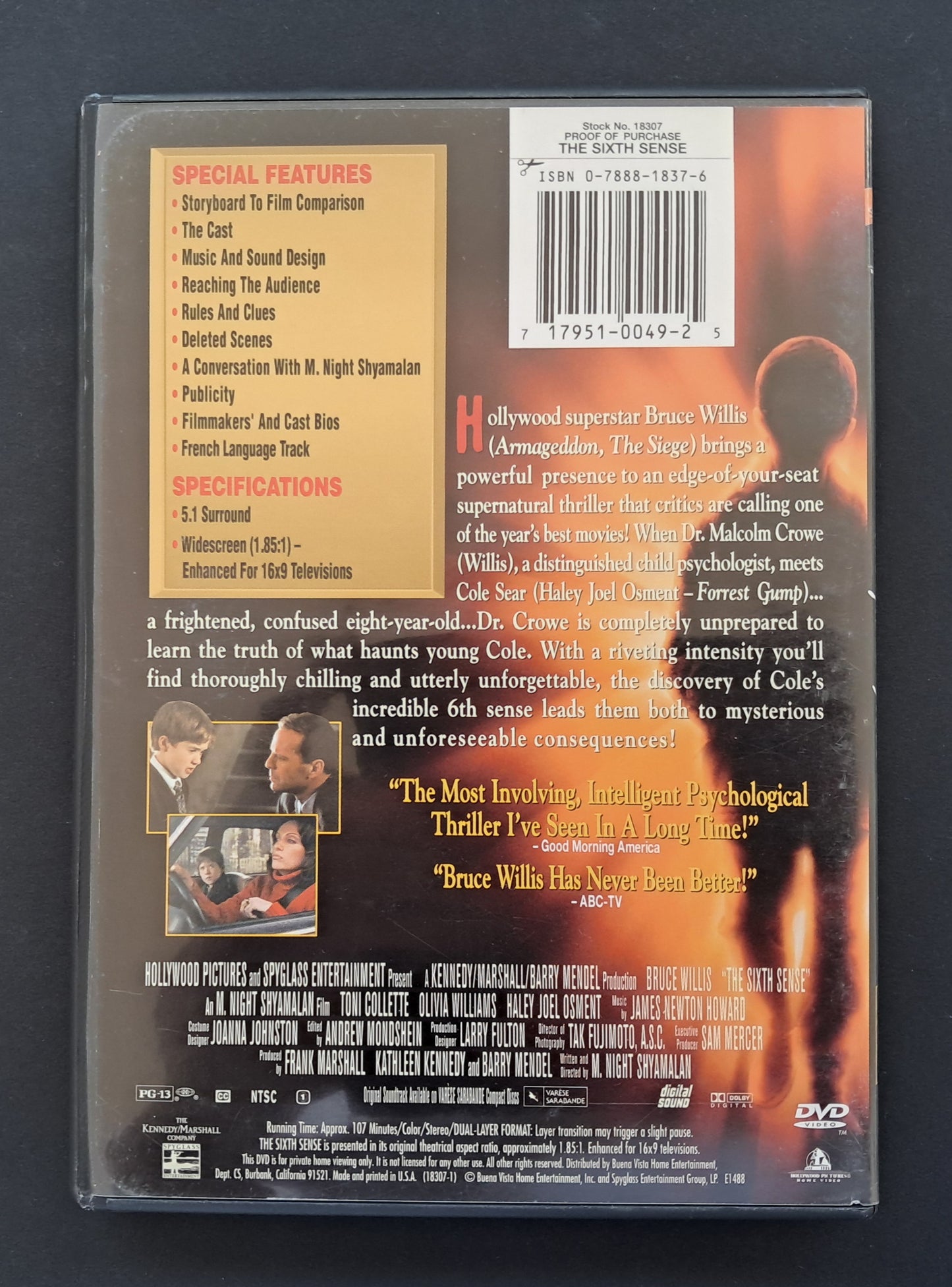 The Sixth Sense DVD (M. Night Shyamalan, 1999)