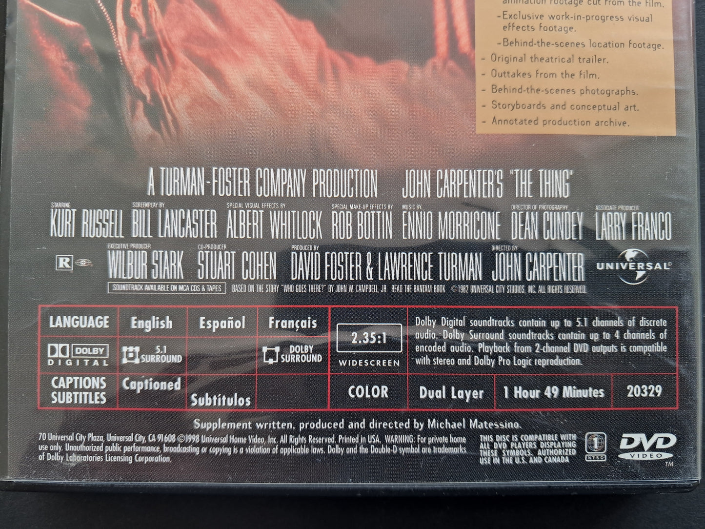The Thing DVD (John Carpenter, 1982)
