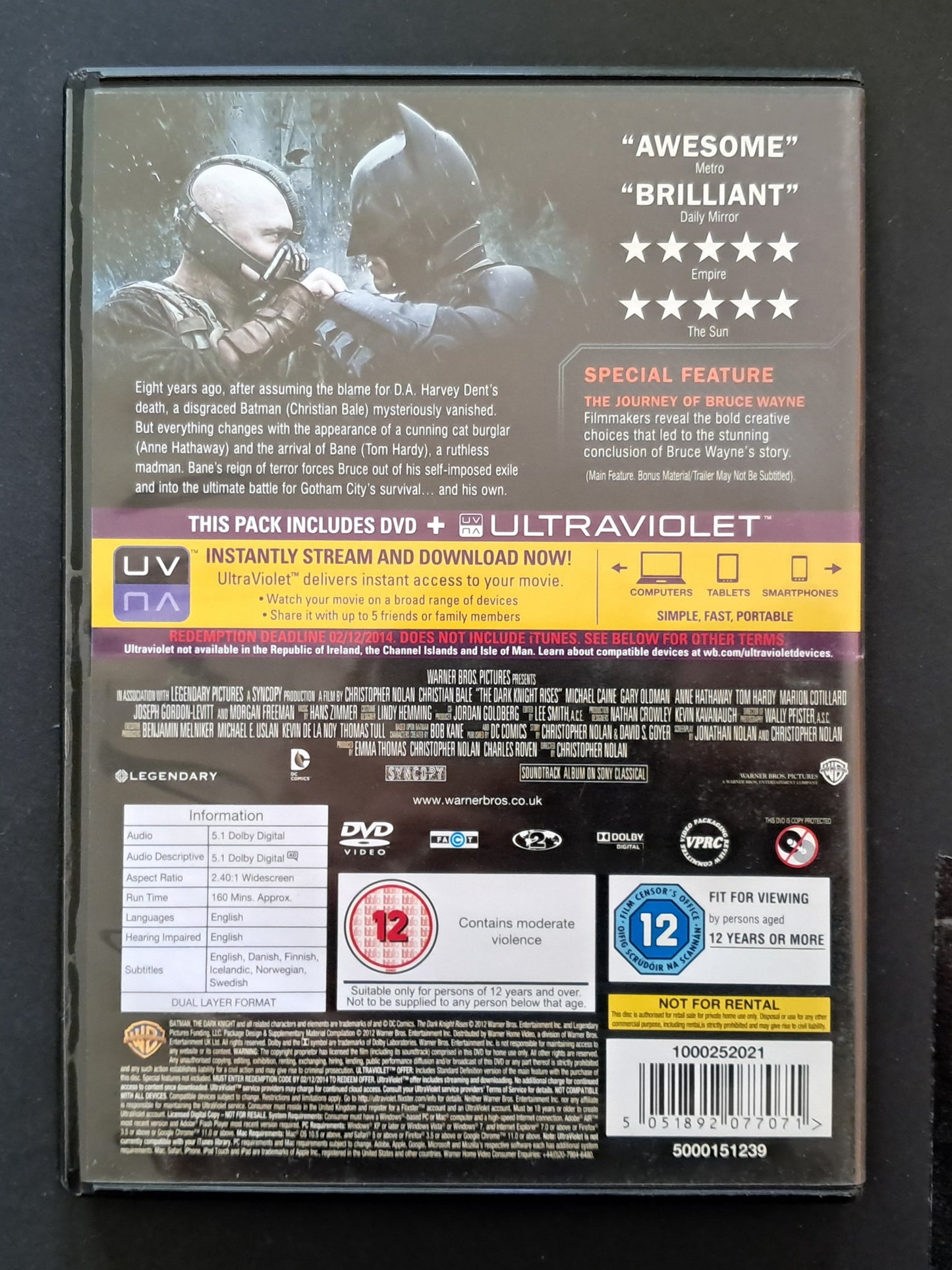 The Dark Knight Rises DVD (Cristopher Nolan, 2012)