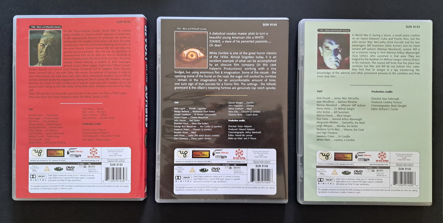 DVD Horror Box: White Zombie (1932), King of the Zombies (1941), Revolt of the Zombies (1936)