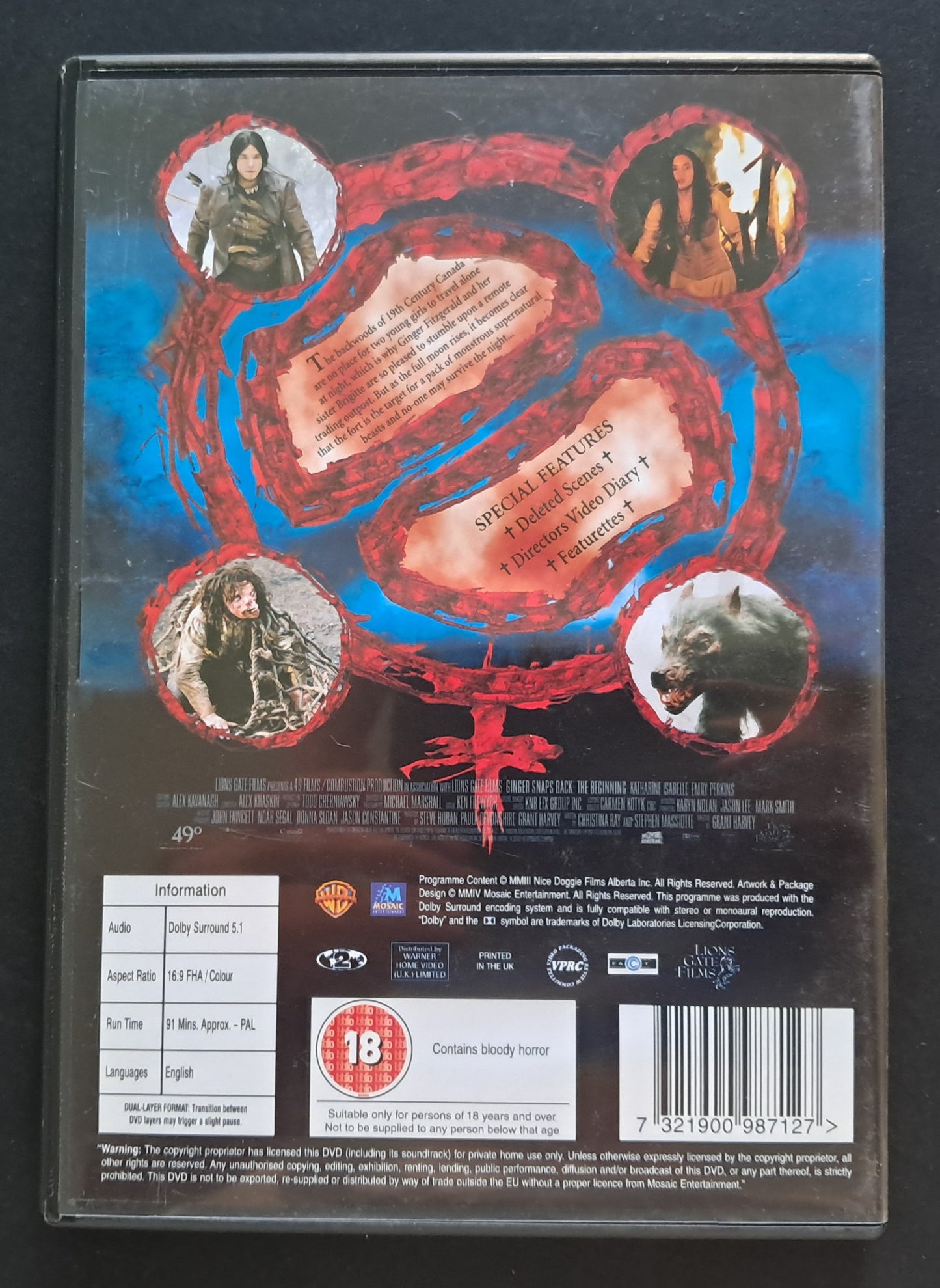 Ginger Snaps Back: The Beginning DVD ( Grant Harvey, 2004)