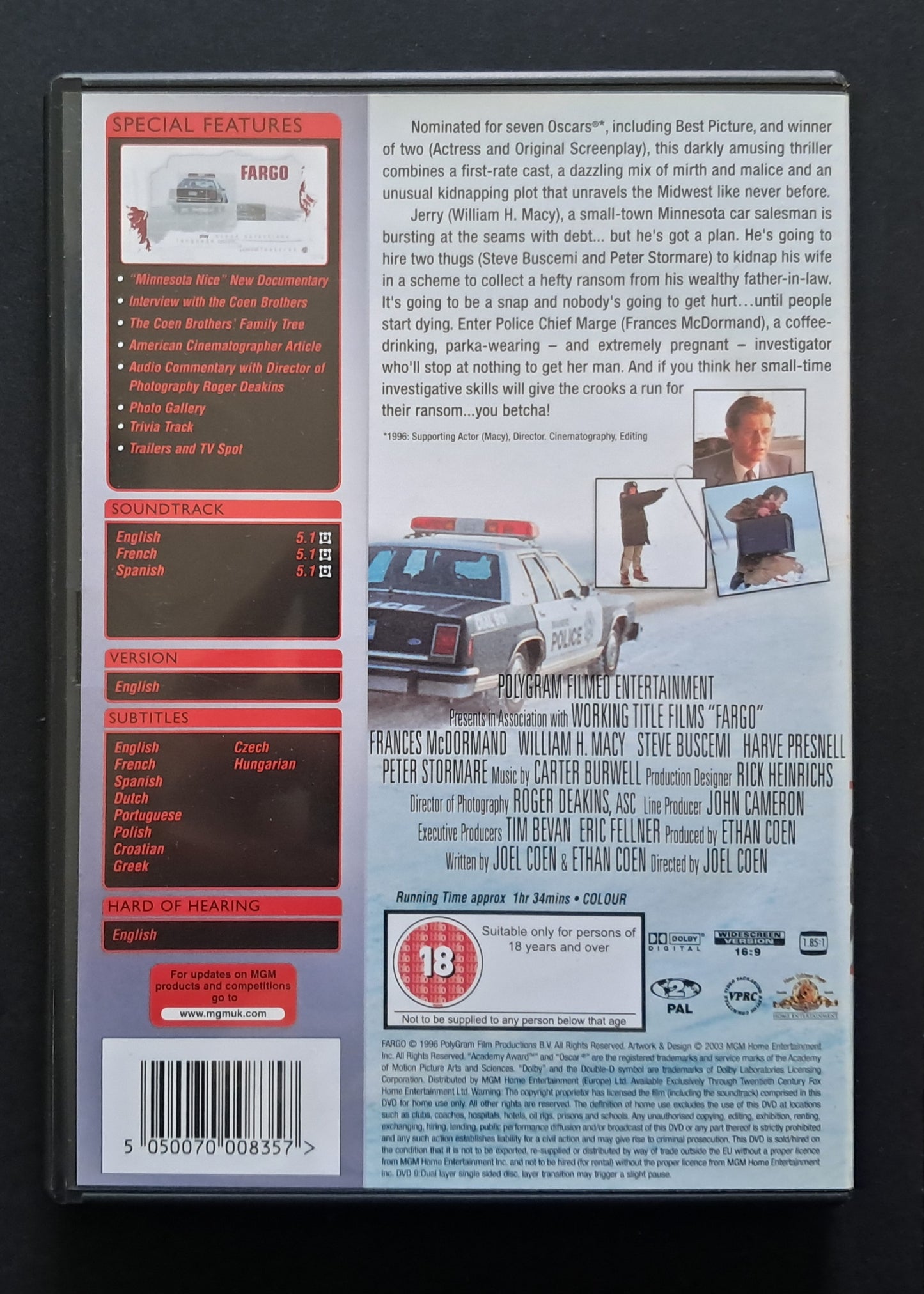 Fargo DVD (Joel Coen & Ethan Coen, 1996)