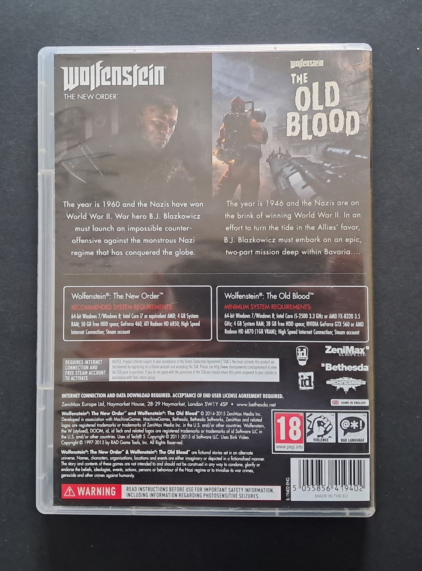 Wolfenstein: The New Order & The Old Blood PC Games (MachineGames 2014 & 2015)