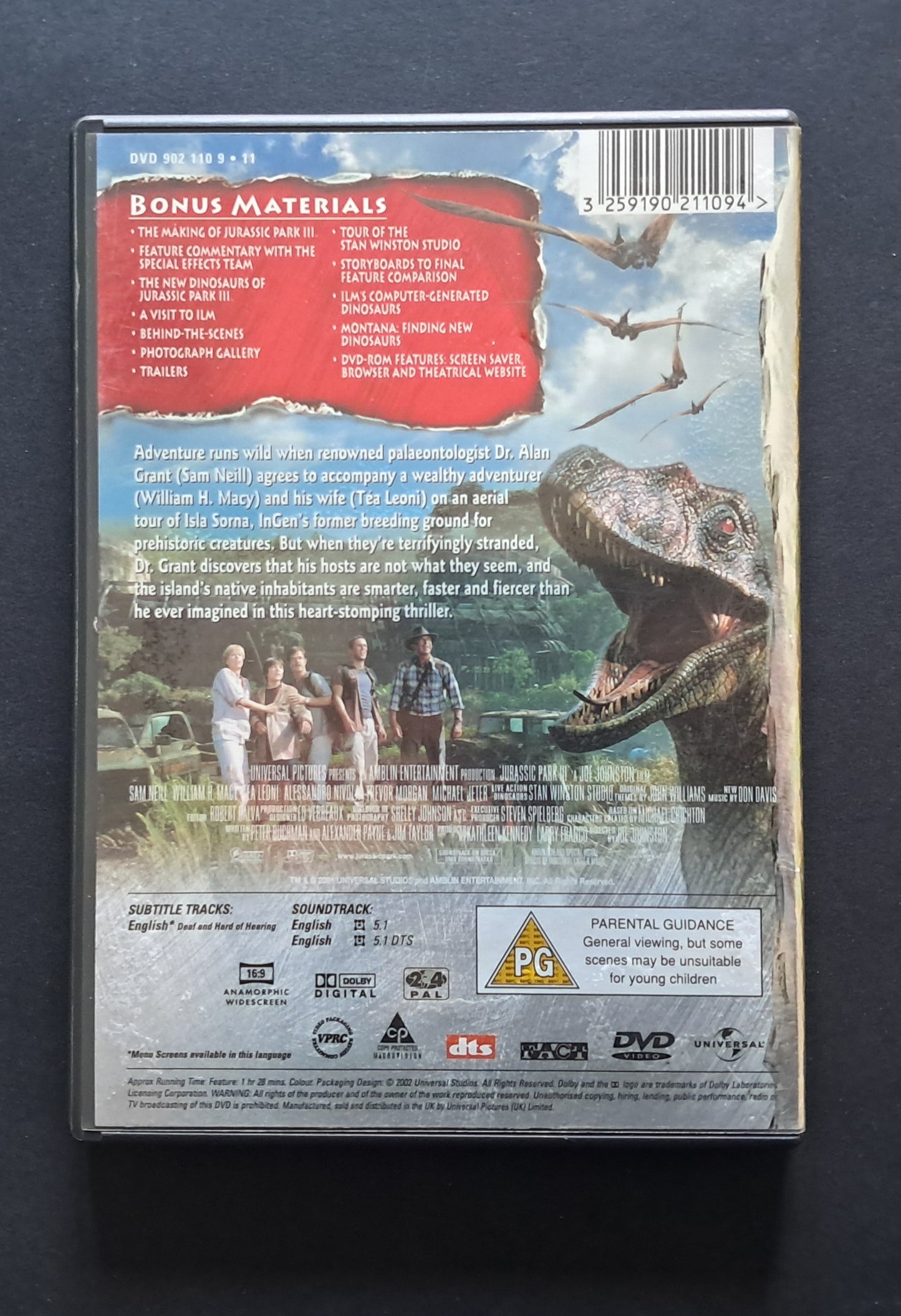 Jurassic Park 3 DVD (Joe Johnston, 2001)