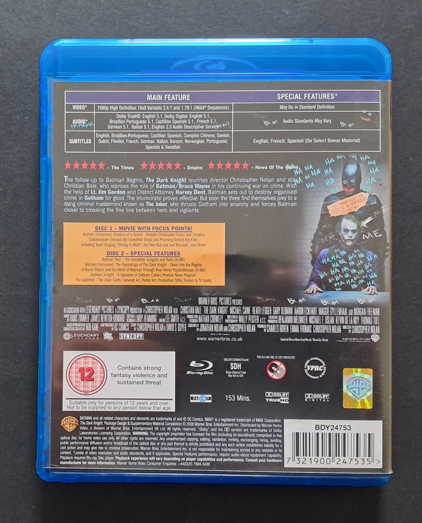 Dark Knight Blu Ray Double Disc (Cristopher Nolan, 2008)