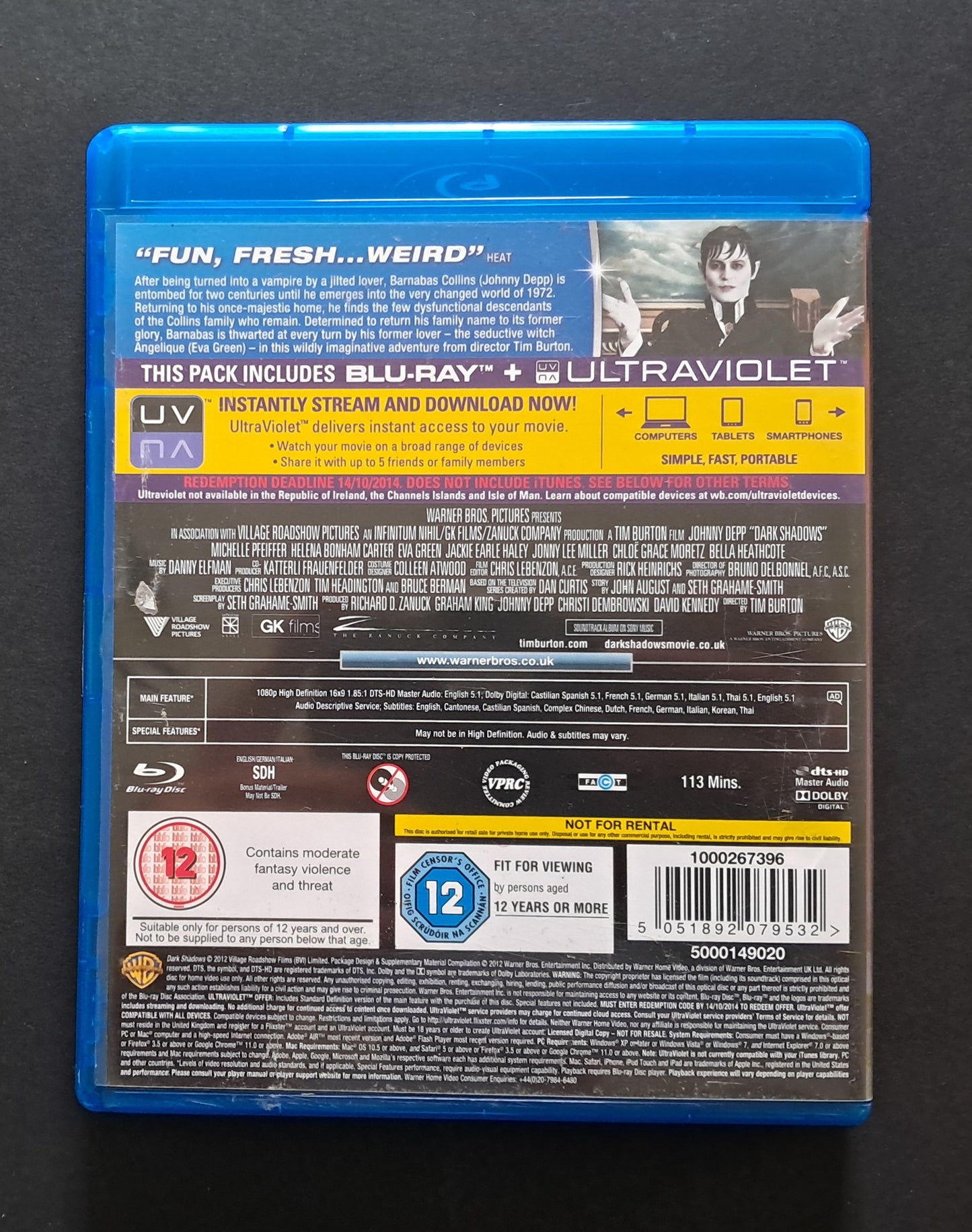 Dark Shadows Blu Ray (Tim Burton, 2012)