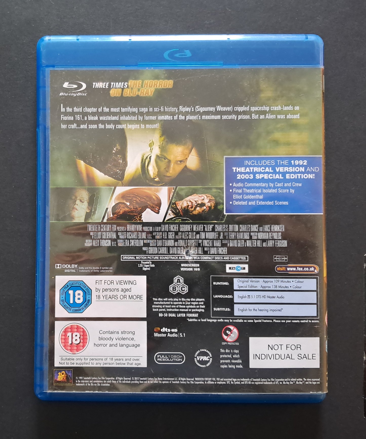 Alien 3 Blu Ray (David Fincher, 1992)