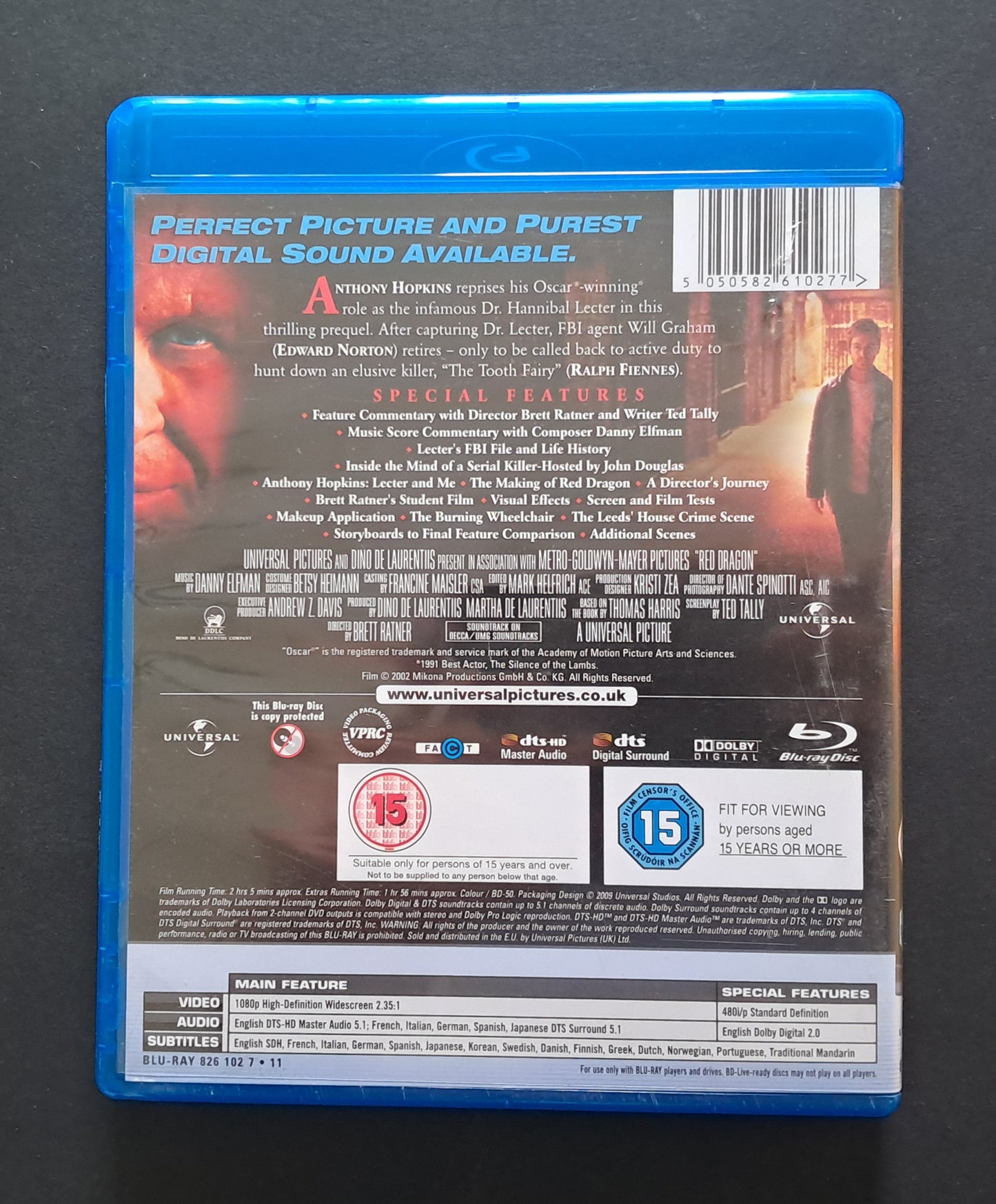 Red Dragon Blu Ray (Brett Ratner, 2002)