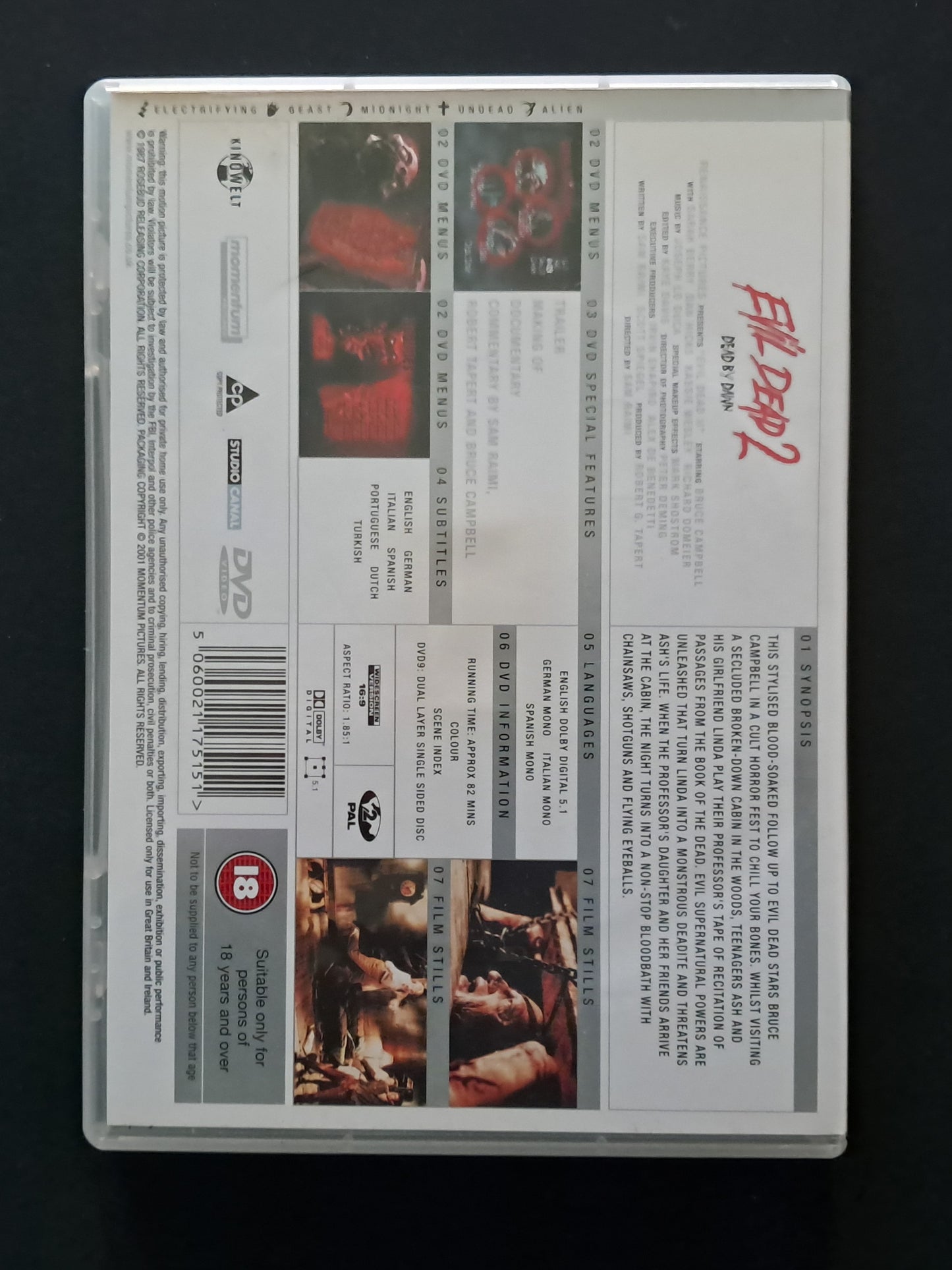 Evil Dead 2: Dead by Dawn DVD (Sam Raimi, 1987)