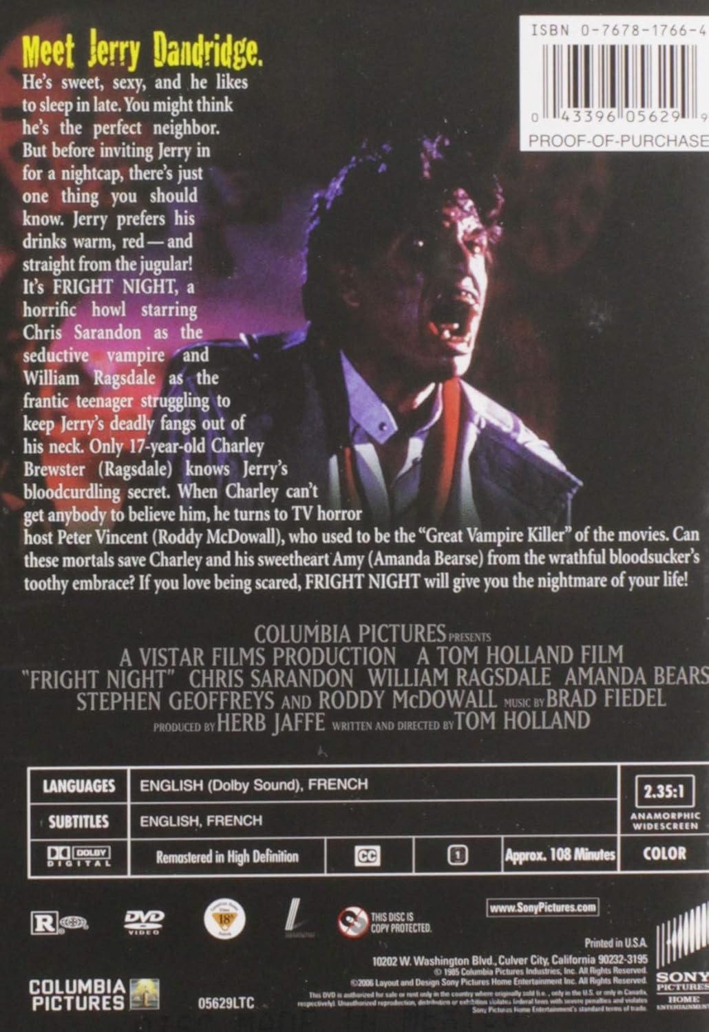 Fright Night DVD (Tom Holland, 1985)