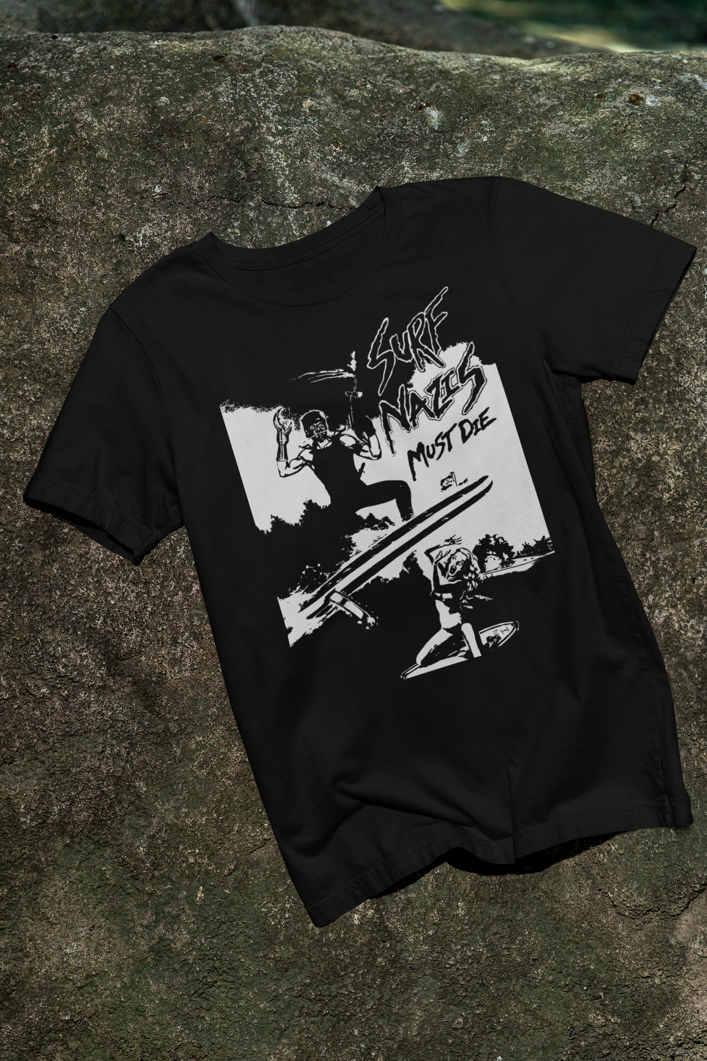 Surf Nazis must Die VHS Cover Inspired T-Shirt Μαύρο