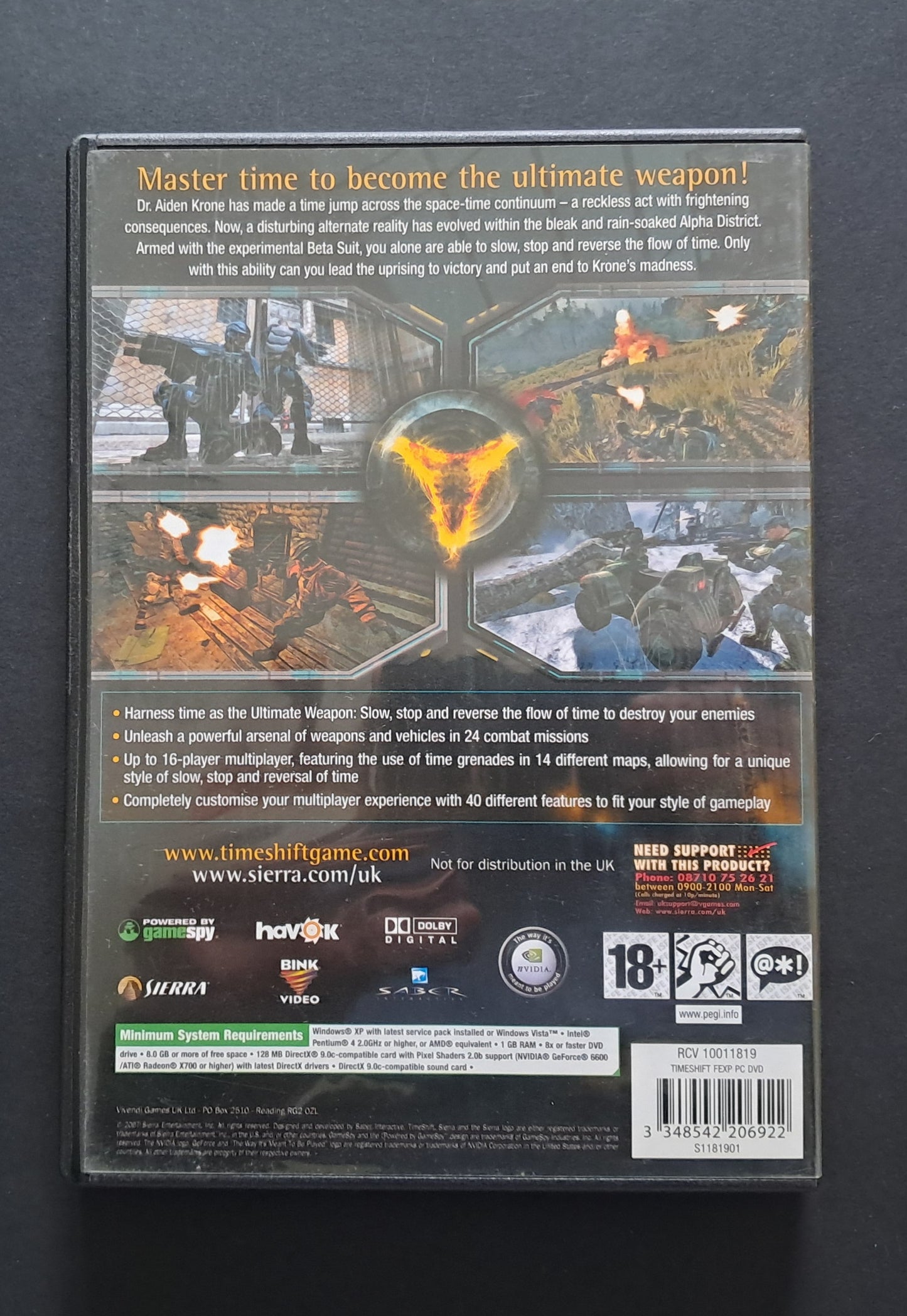Timeshift PC Game (Sierra, 2007)