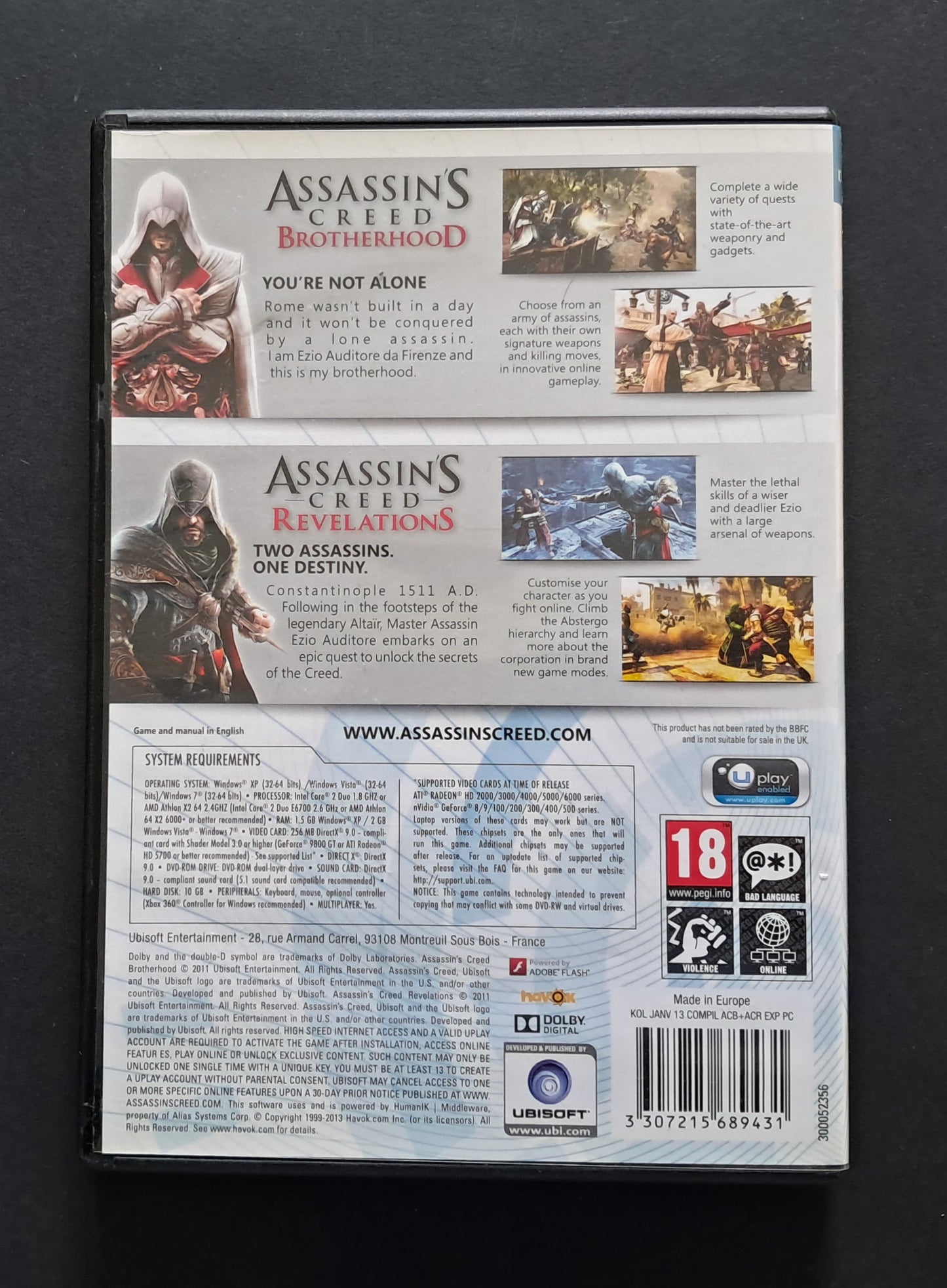 Assassin's Creed: Brotherhood & Revelations PC Games (Ubisoft, 2010 & 2011)