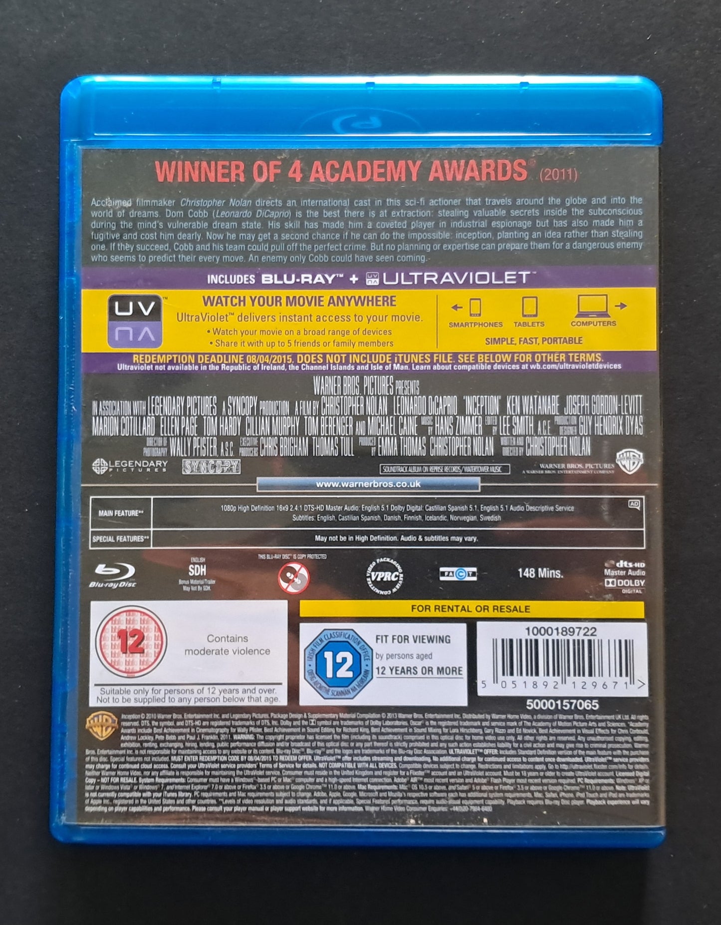 Inception DVD (Cristopher Nolan, 2010)