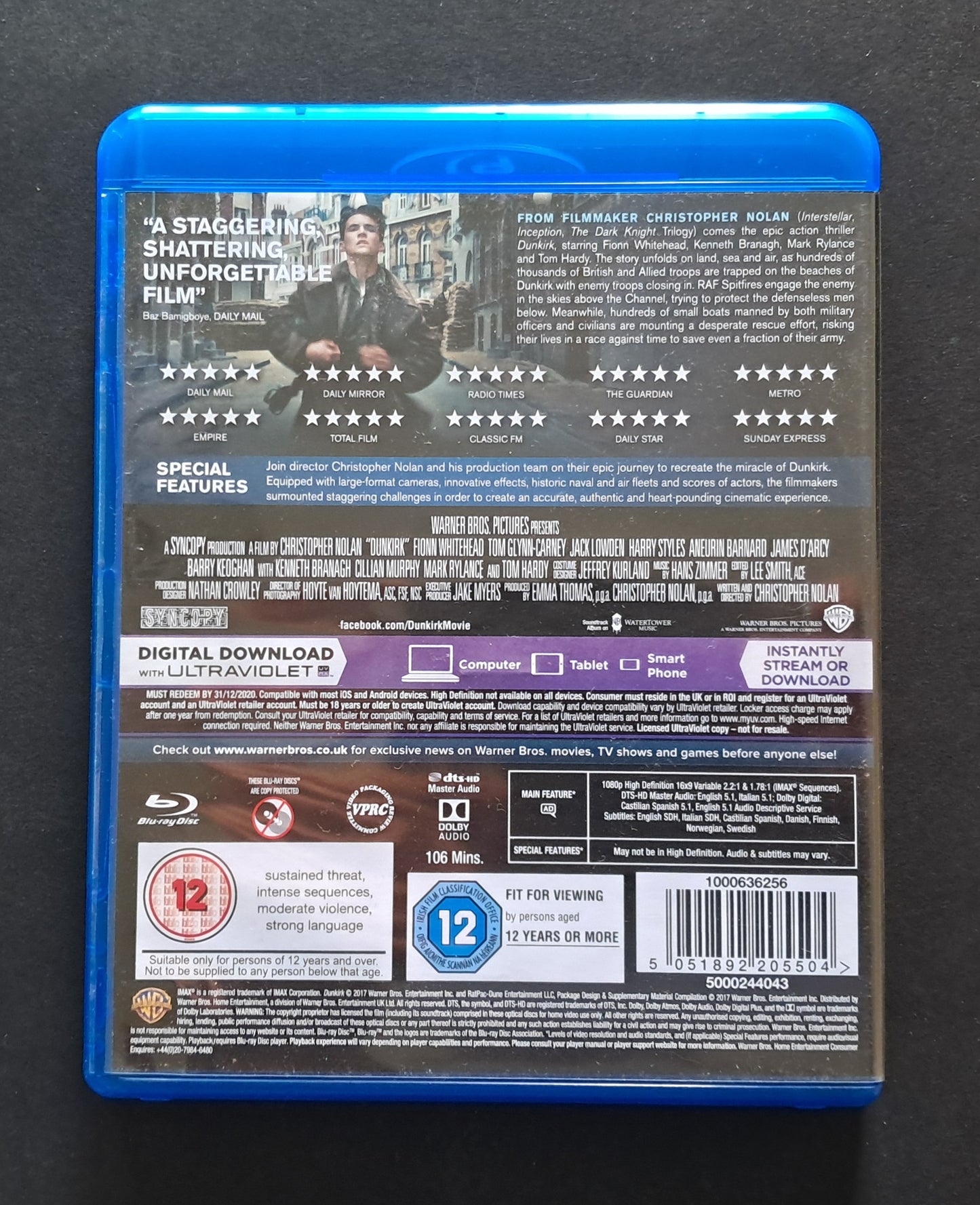 Dunkirk Blu Ray DVD (Cristopher Nolan, 2017)