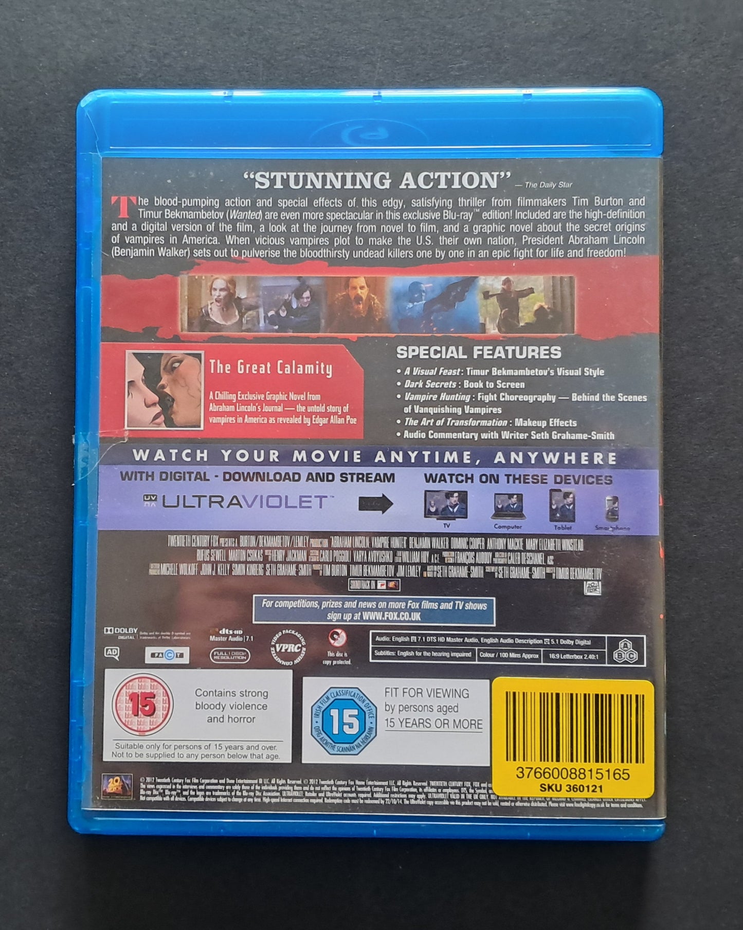 Abraham Lincoln: Vampire Hunter Blu Ray DVD (Timur Bekmambetov, 2012)