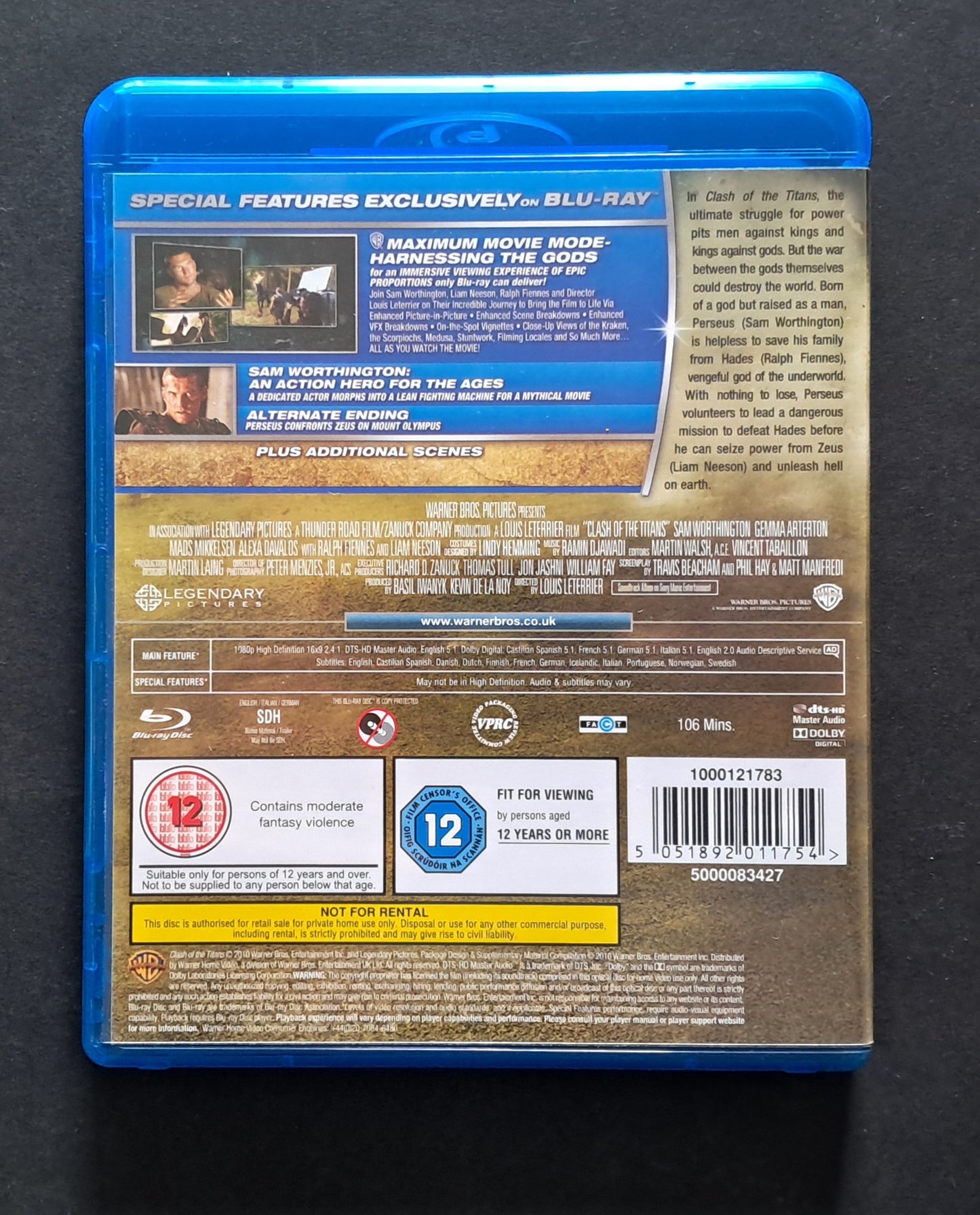 Clash of the Titans Blu Ray (Louis Letterier, 2010)