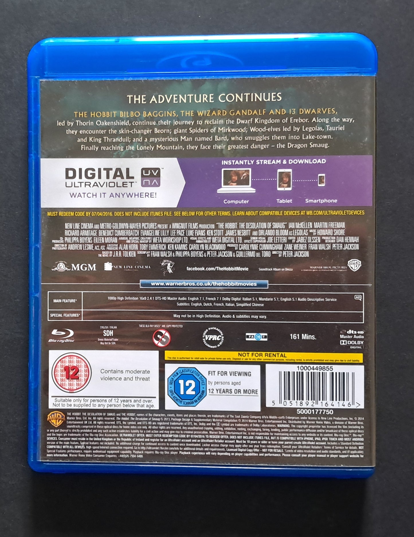 The Hobbit: The Desolation of Smaug Blu Ray (Peter Jackson, 2013)