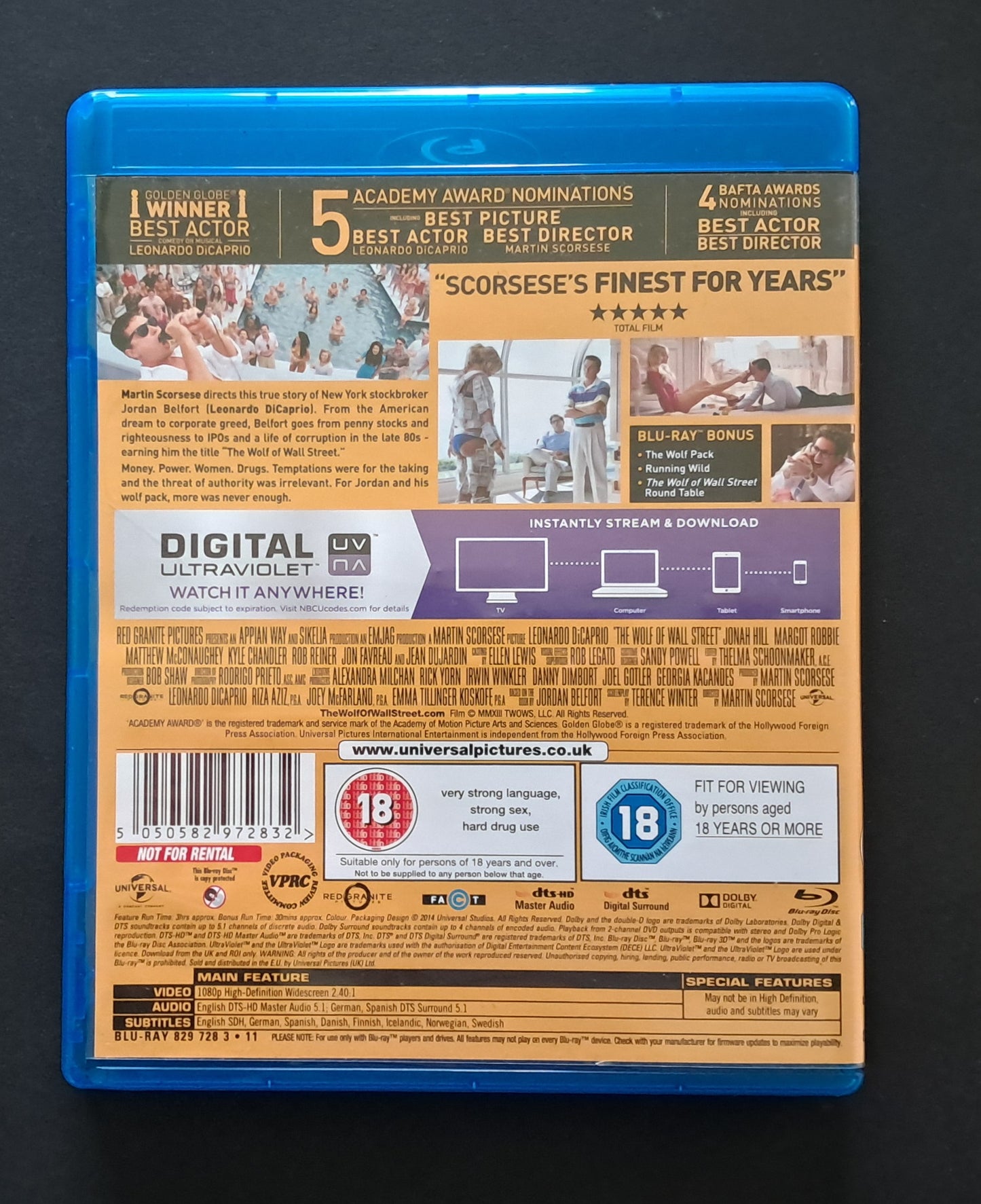 The Wolf of Wall Street Blu Ray (Martin Scorsese, 2013)