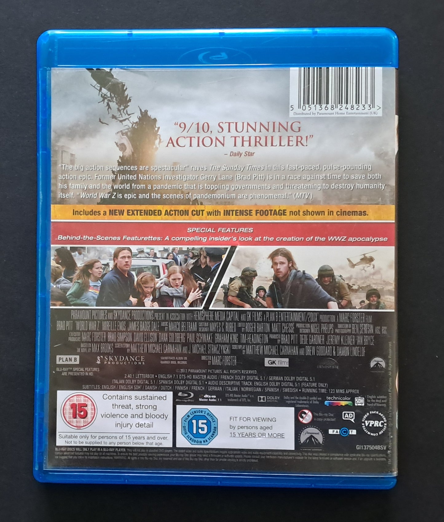 World War Z Blu Ray (Marc Forster, 2013)