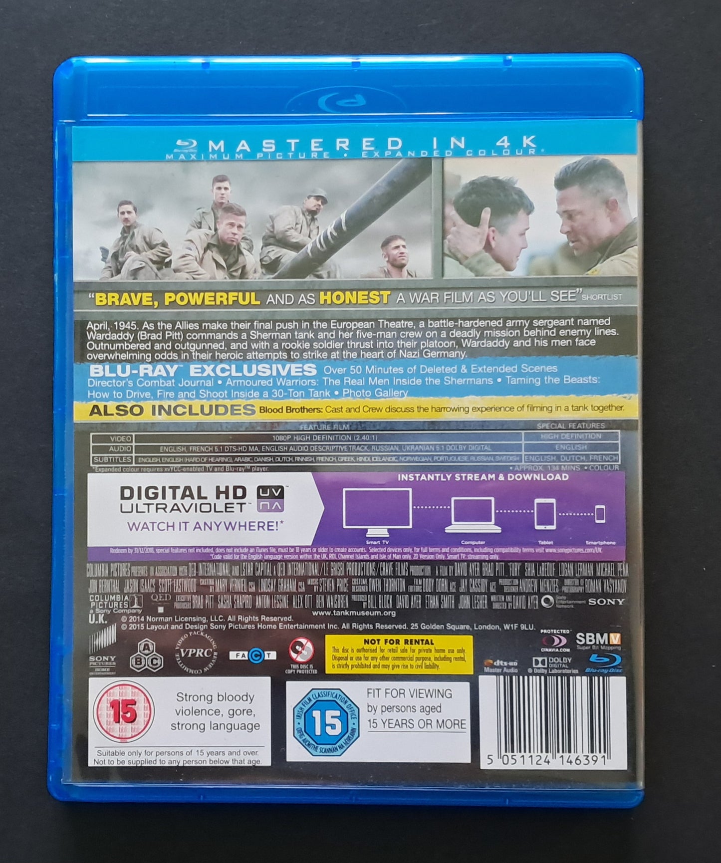 Fury Blu Ray (David Ayer, 2014)