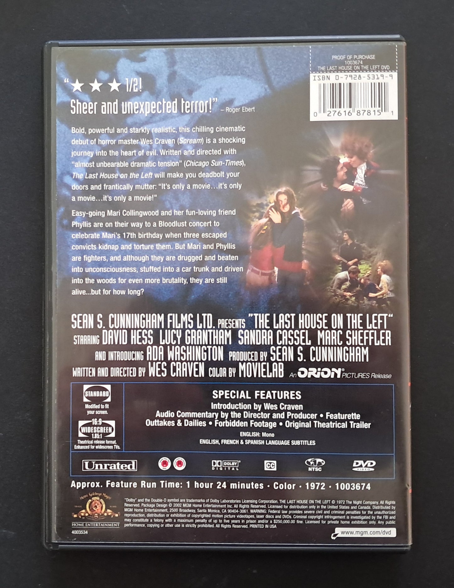 Last House on the Left DVD (Wes Craven, 1972)