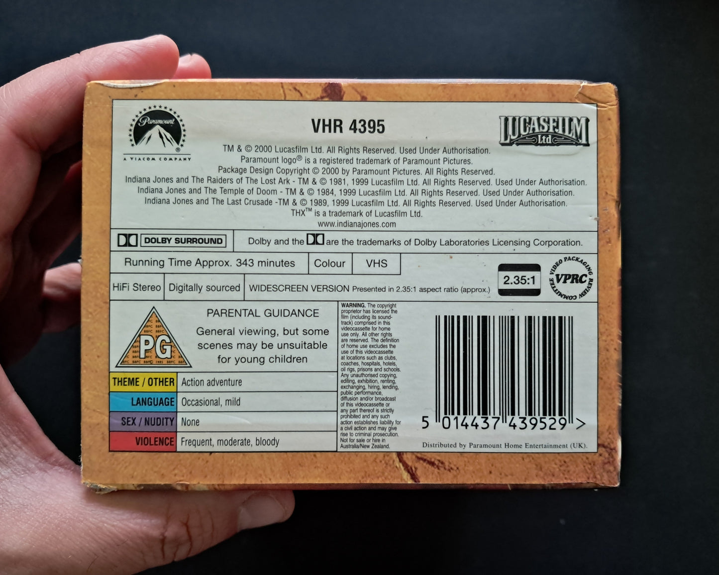 Indiana Jones VHS Trilogy Hard Case