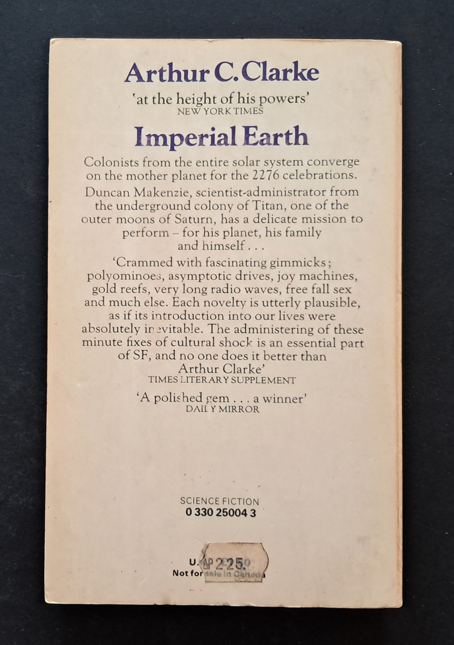 Imperial Earth Paperback (Arthur C. Clarke, PAN Publications, 1981)