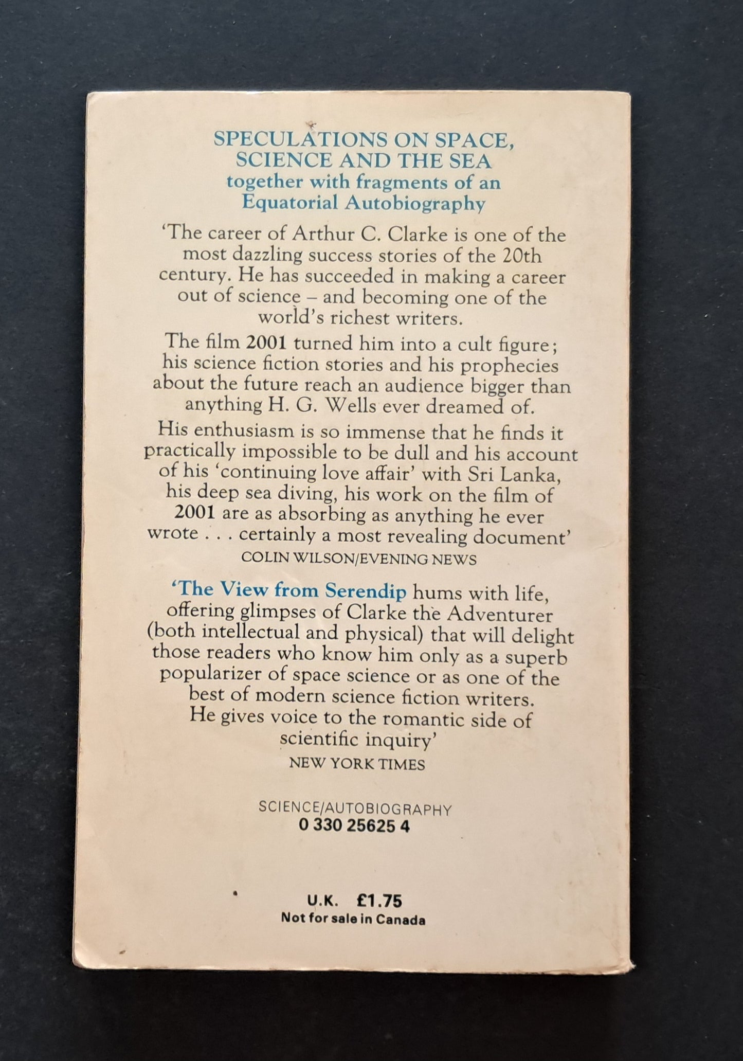 The View From Serendip paperback (Arthur C. Clarke, PAN Publications, 1983)