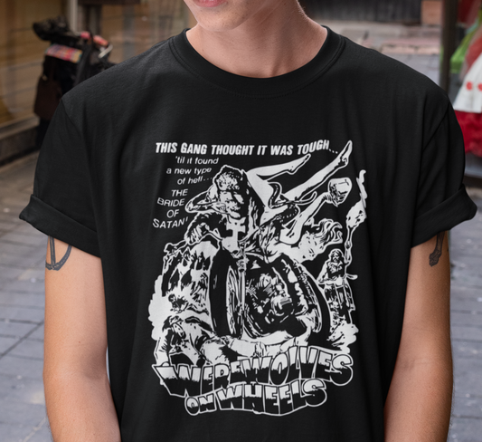 Werewolves on Wheels VHS Cover Inspired T-Shirt Μαύρο