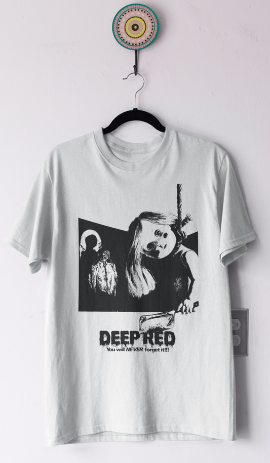 Deep Red VHS Cover Inspired T-Shirt Λευκό